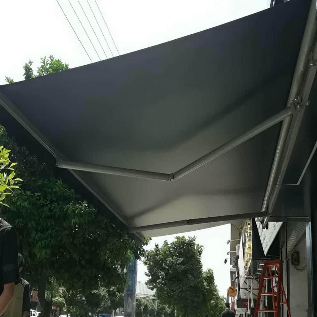 نصب سایبان برقی پارچه هماهنگ نما در چابهار