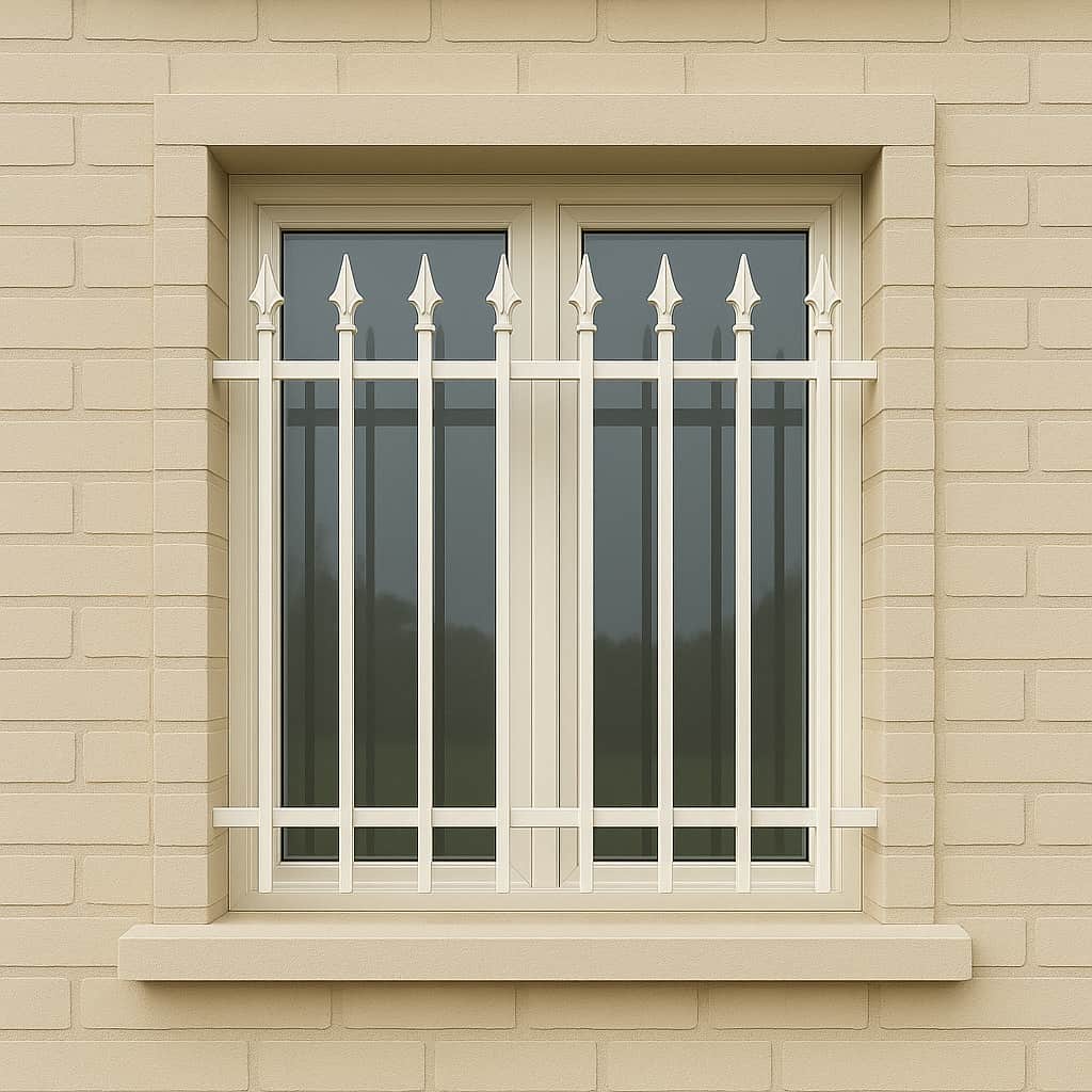 حفاظ پنجره ساده نیزه دار با فریم پروفیل ضخیم و اتصالات دقیق