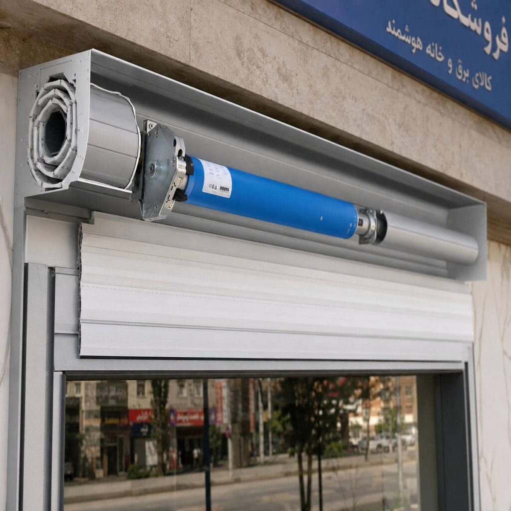 نصب کرکره برقی بی صدا موتور توبولار با ریل تراز