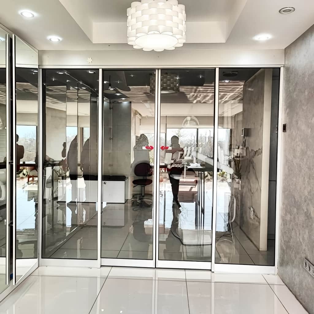سفارش ریل درب اتوماتیک شیشه ای کشویی دولنگه