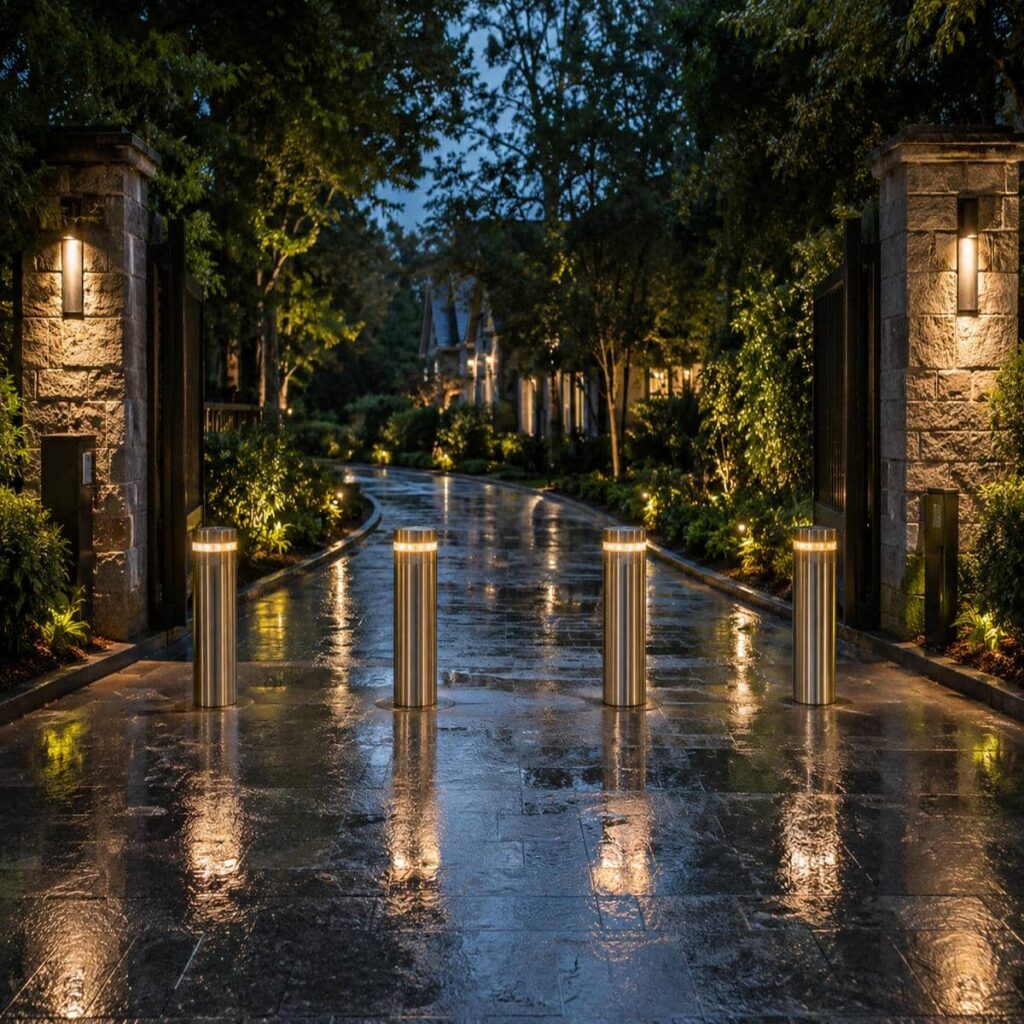 نصب راهبند ستونی بولارد امنیتی با فونداسیون مقاوم نصب راهبند ستونی بولارد امنیتی با فونداسیون مقاوم