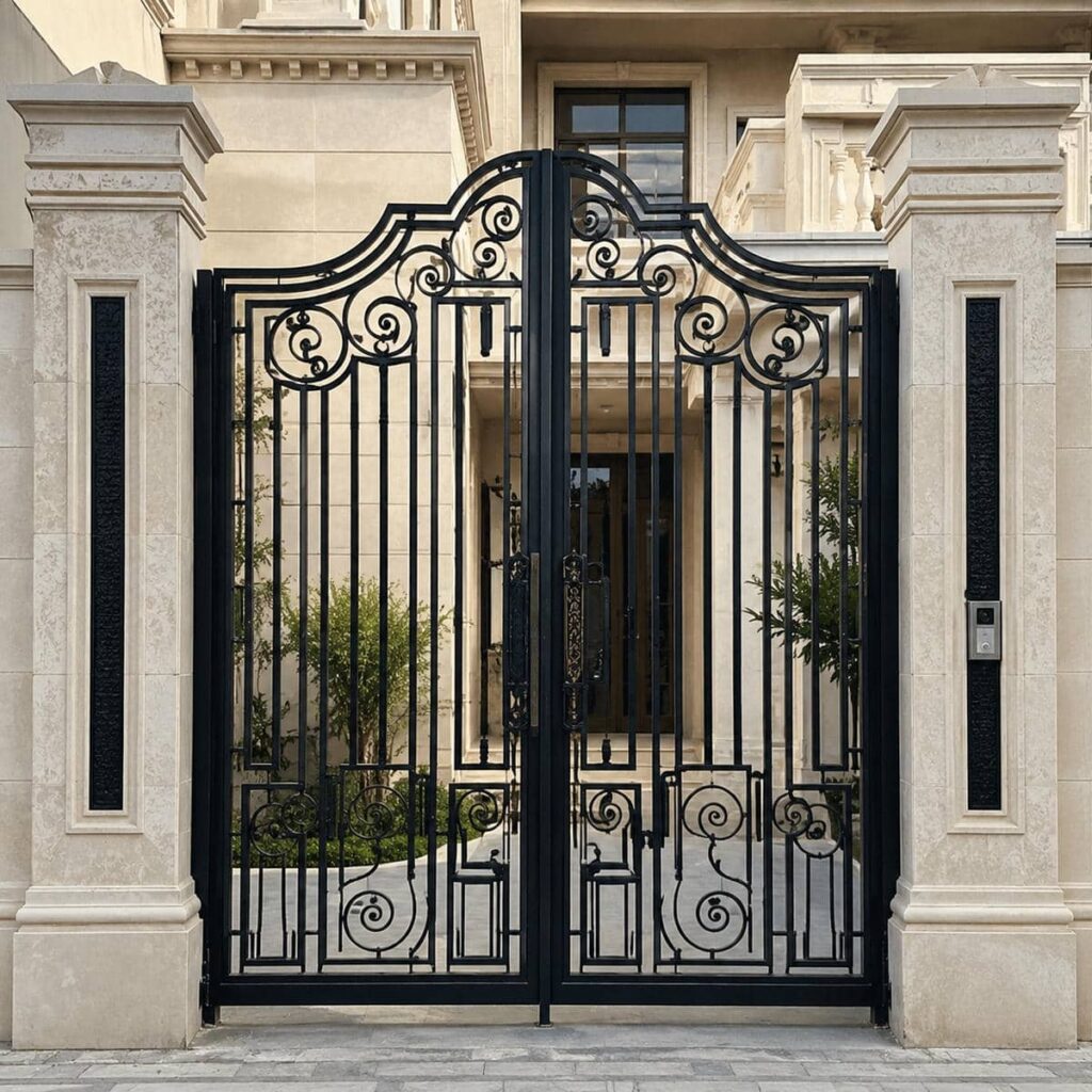 خرید درب ویلایی مشکی طلایی با طرح مدرن