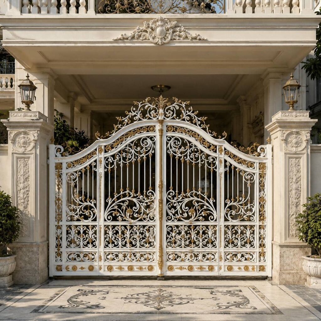درب حیاط کشویی ریل زمینی فرفورژه
