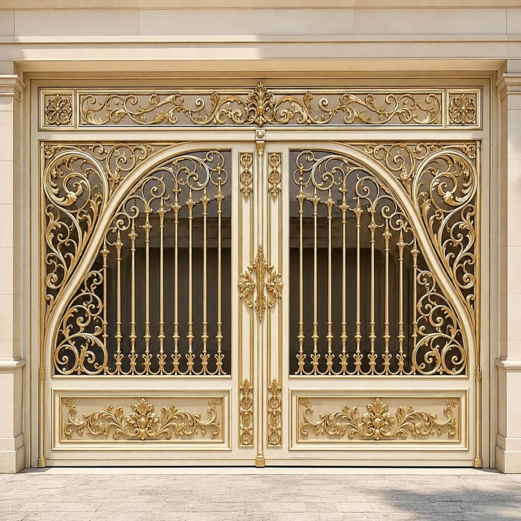 طرح افقی درب پارکینگ آهنی ساده قاب دار