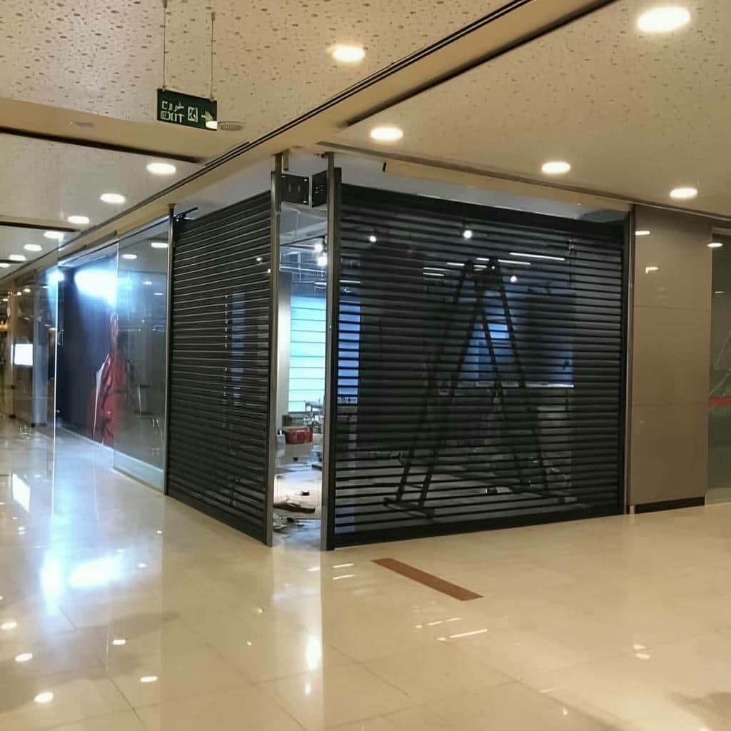 نصب کرکره برقی مدرن نمای تجاری با کاور مخفی
