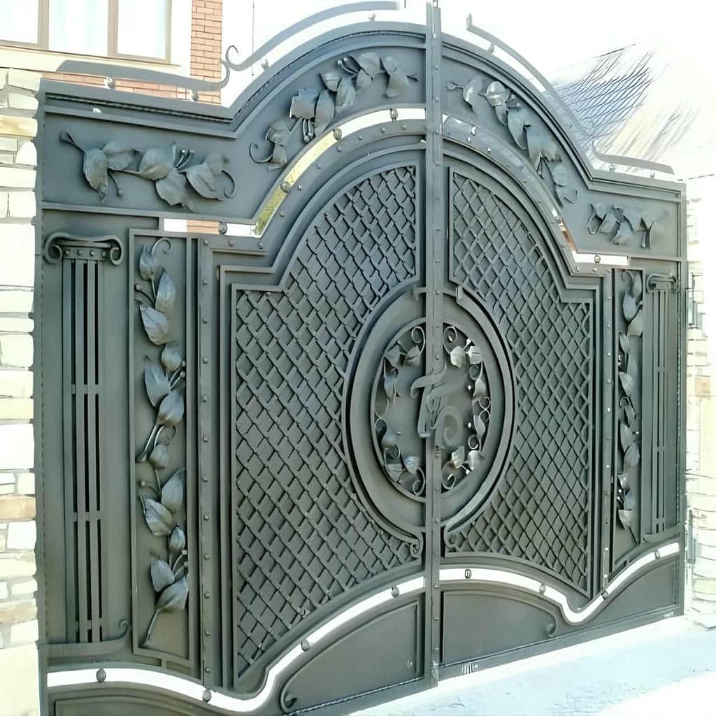 طرح ورق‌دار درب پارکینگ لولایی ستون دار