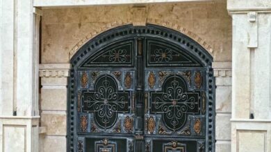 8 نمونه درب حیاط لولایی ستون دار