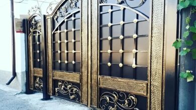 8 مدل درب پارکینگ طرح چوب ترموود