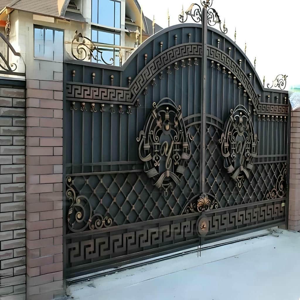 نصب درب حیاط CNC پنل مشبک دو لنگه