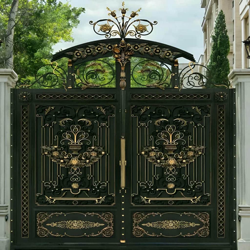 خرید درب پارکینگ طرح چوب ترموود مدرن
