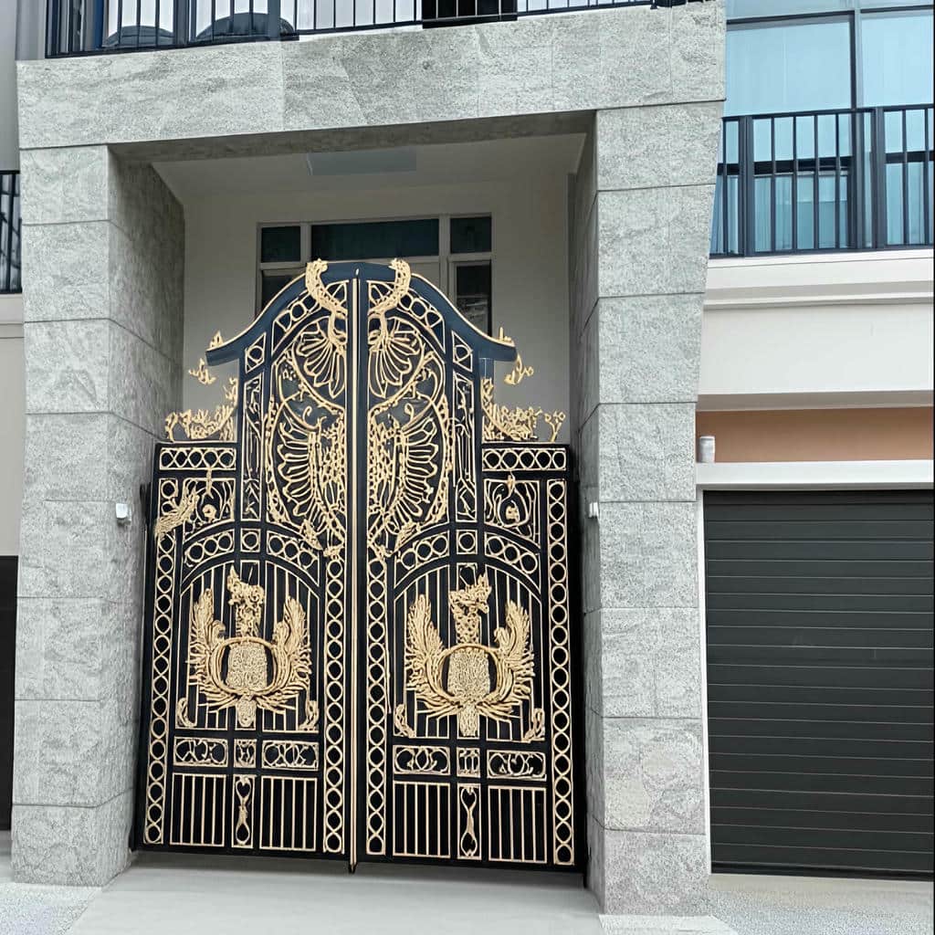 خرید درب حیاط لولایی ستون دار با طرح مدرن
