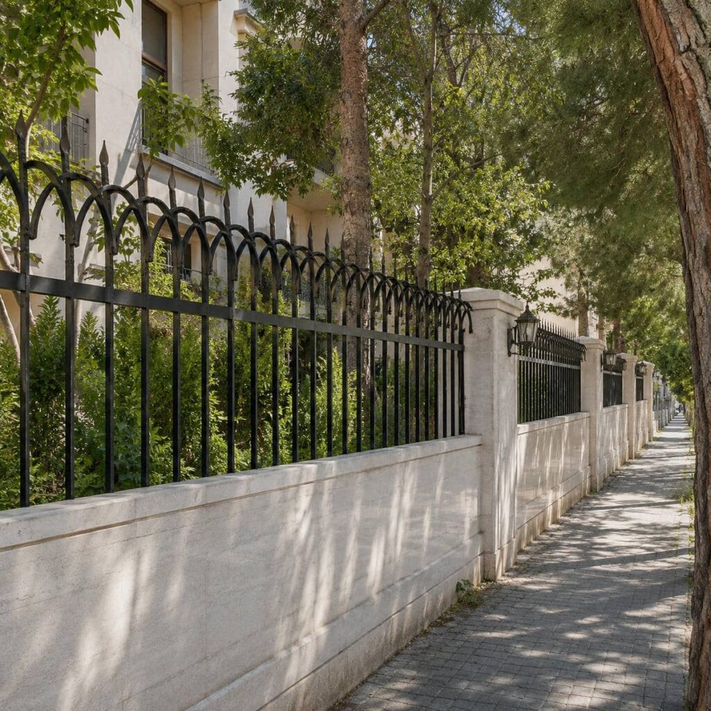اجرای حفاظ خطی روی نمای سنگ تراورتن