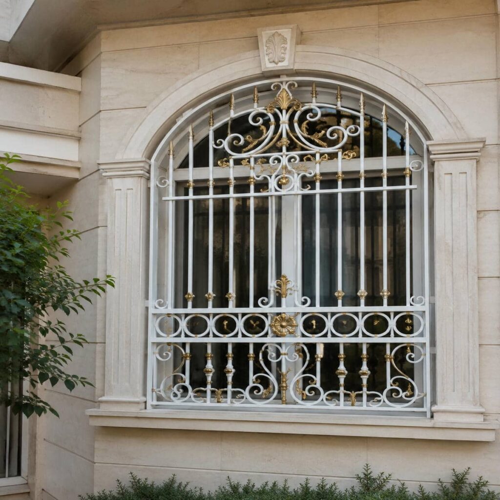 سفارش حفاظ پنجره سفید طلایی بر اساس ابعاد