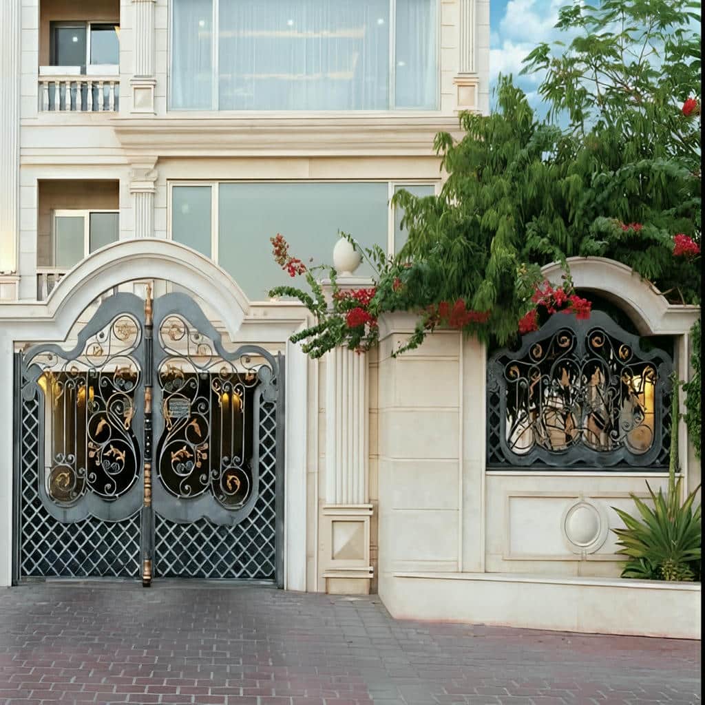 درب دو لنگه حیاط با چهارچوب مستحکم