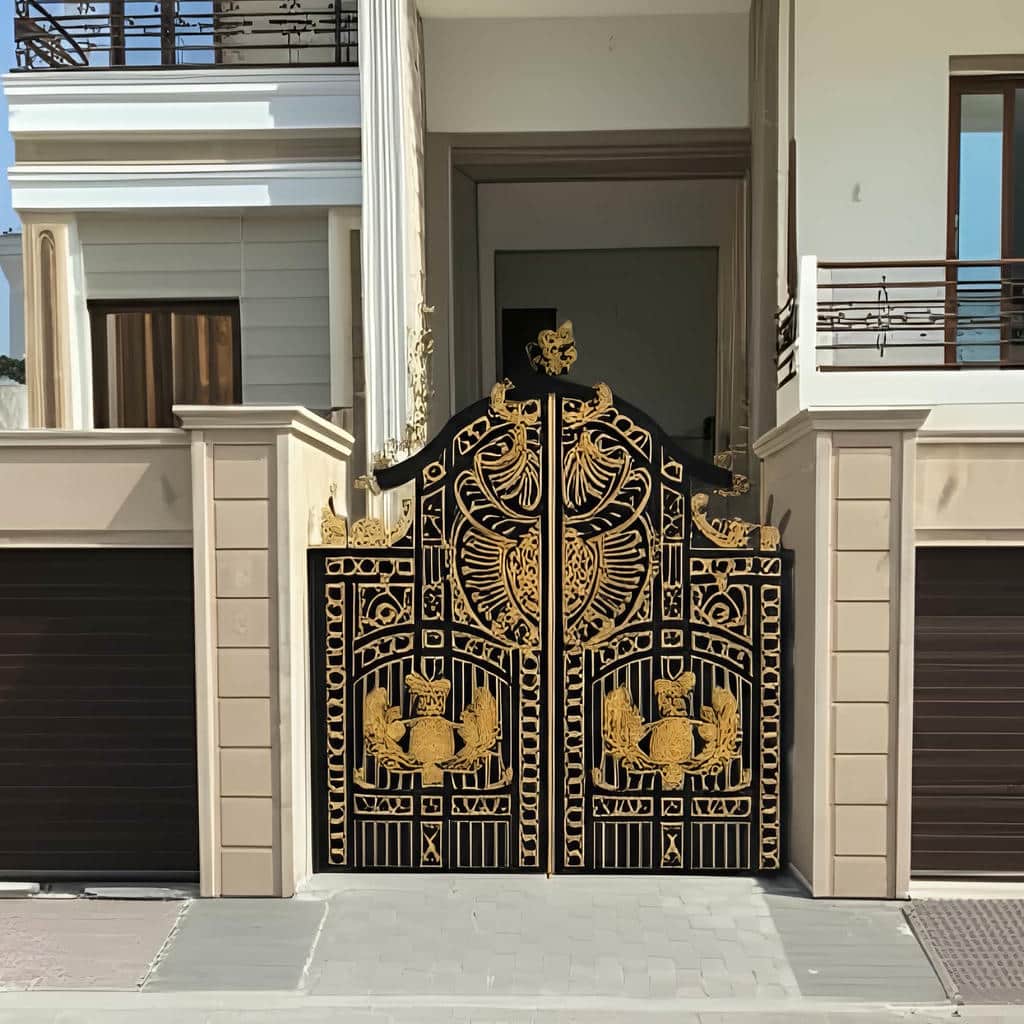 درب حیاط دو لنگه با پوشش رنگی