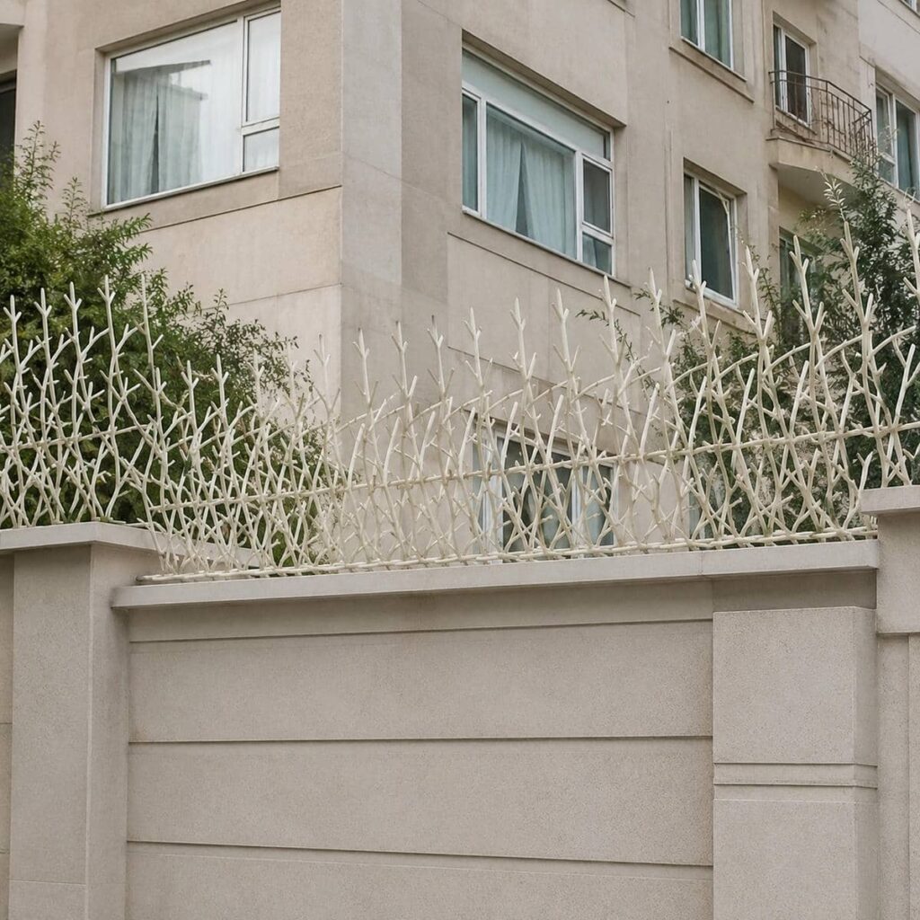 حفاظ دیوار فلزی با شاخه های متراکم برای پیرامون خانه