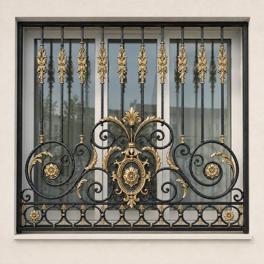 حفاظ پنجره فرفورژه برای نمای کلاسیک استان سمنان