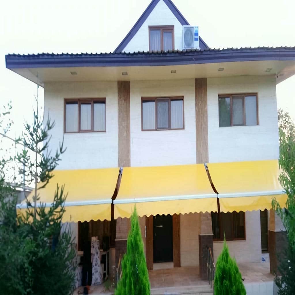 سایبان برقی بیرجند برای حیاط با پوشش خاکستری
