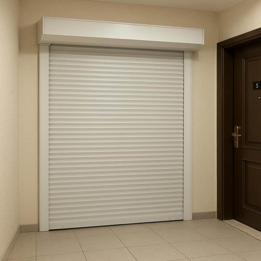 کرکره برقی فولادی در نمای پارکینگ مسکونی